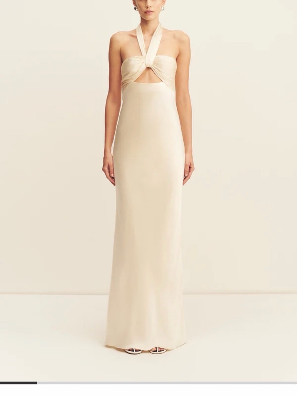 Shona Joy La Lune Ruched Halter Maxi Dress Cream